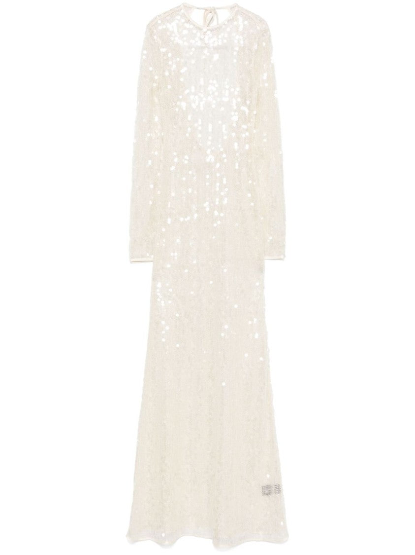 David Koma Light Beige Sequin Dress With Open Back