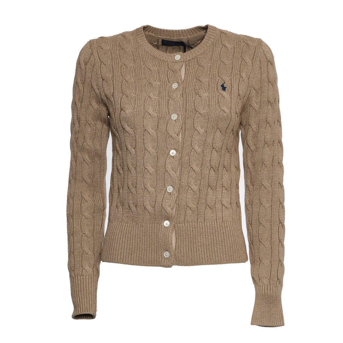 Polo Ralph Lauren Cable Knit Cardigan With Grosgrain Finish