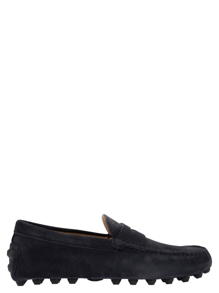 Tod's Gommino Suede Moccasin With Rubber Stud Sole