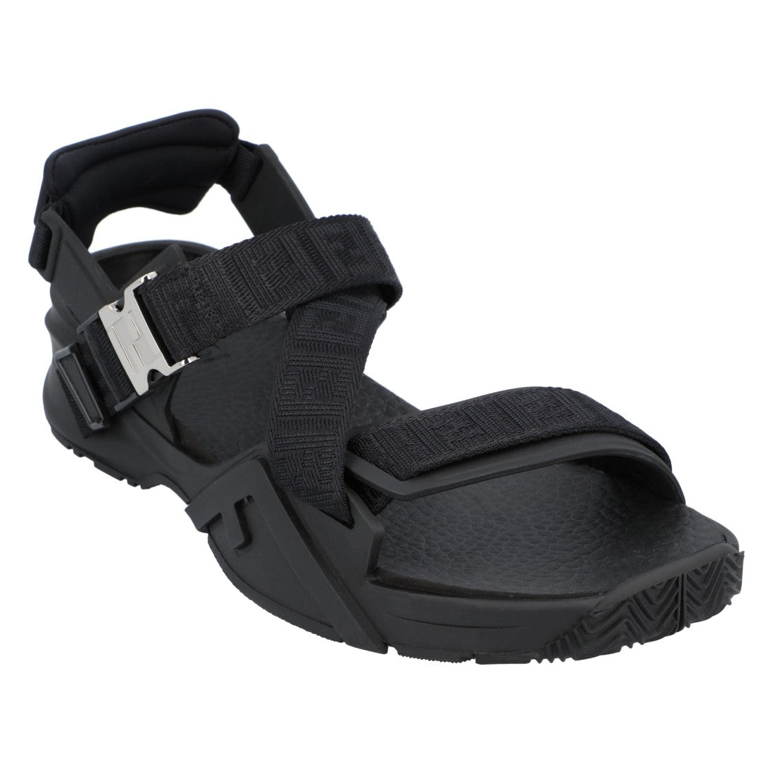 Fendi Black Rubber Sandals With Adjustable Straps
