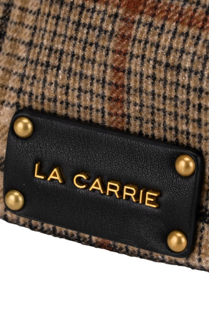 La Carrie Tartan Print Shopper With Leather Accents