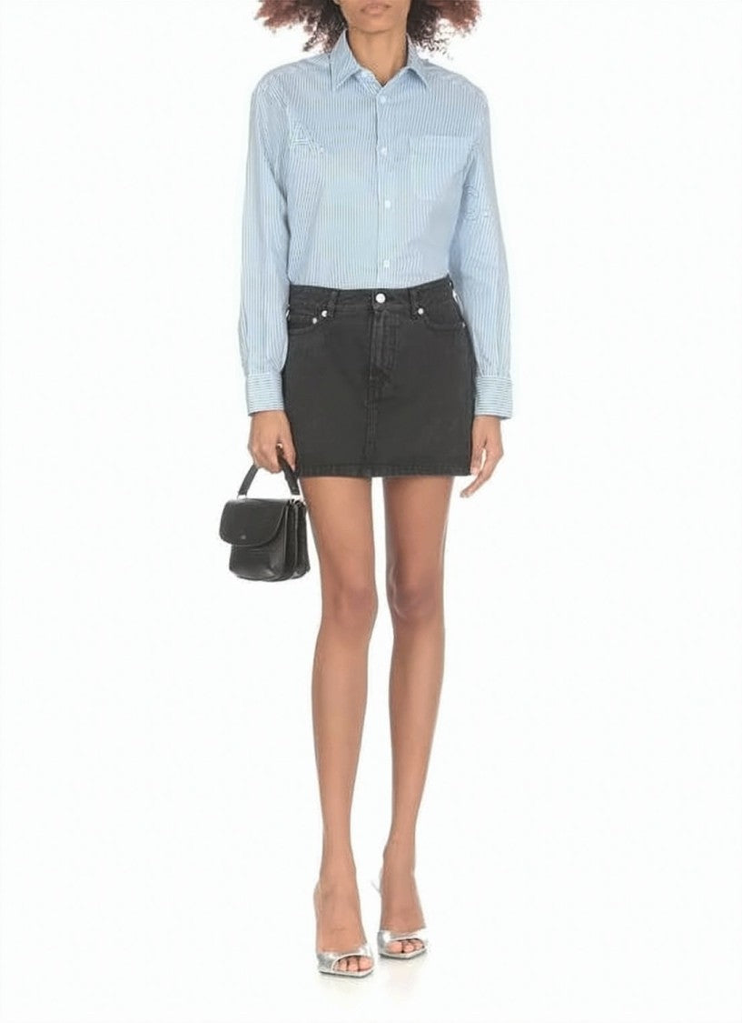 A.P.C. Vertical Stripe Button-Up Shirt With Embroidered Details