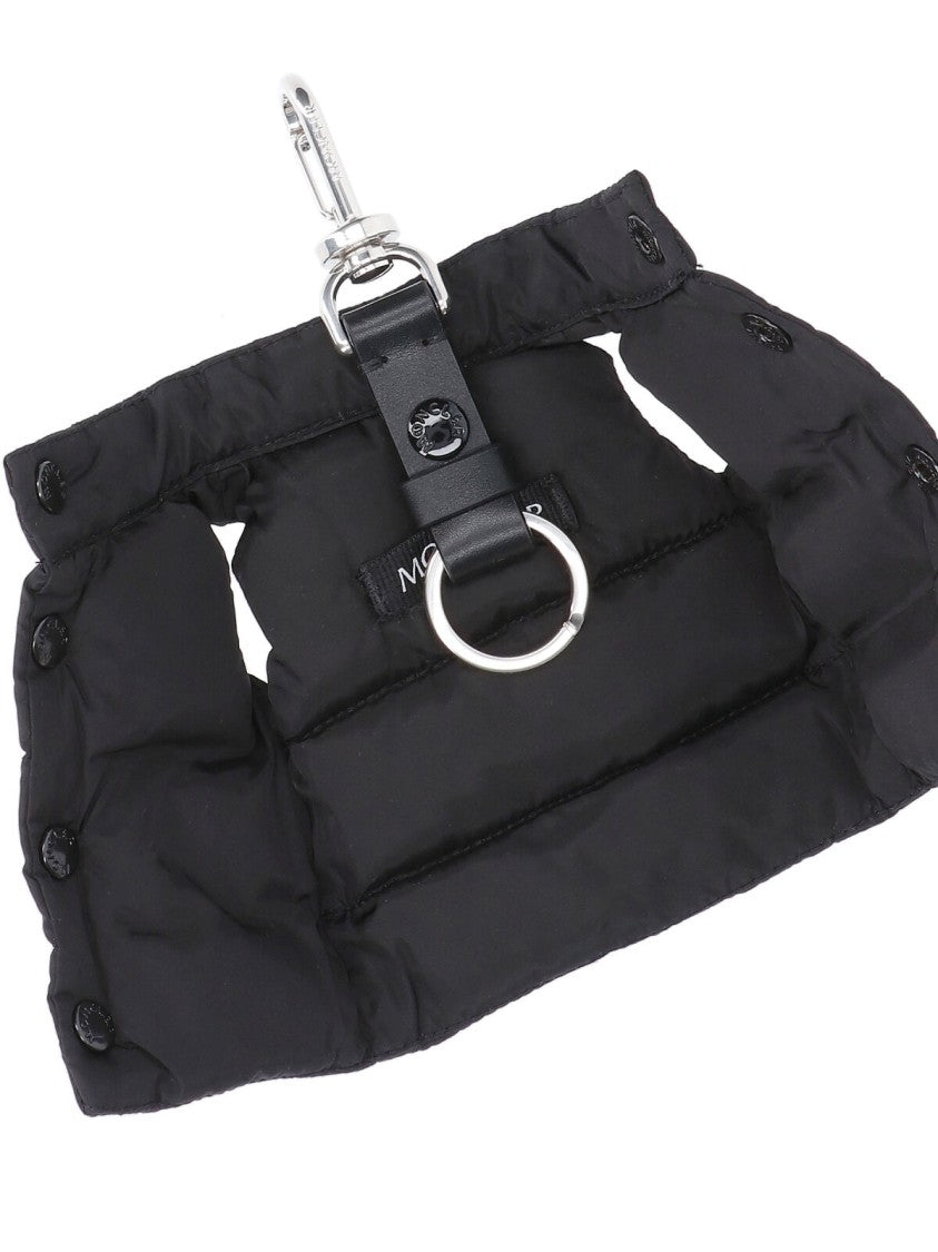 Moncler Black Mini Padded Vest-Shaped Keychain
