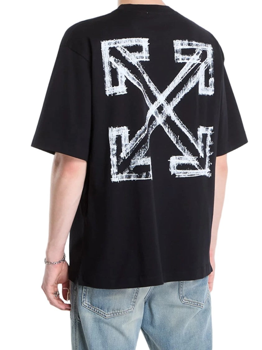 Off-White Loose Fit Black Short-Sleeve T-Shirt With Graphic Elements