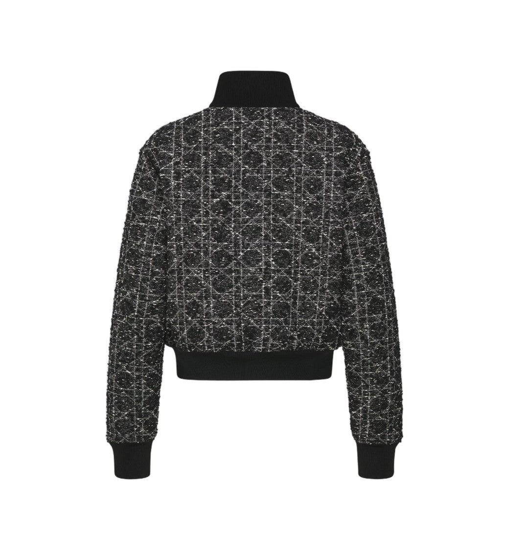 Christian Dior Cropped Bomber Textured Pattern Jacket