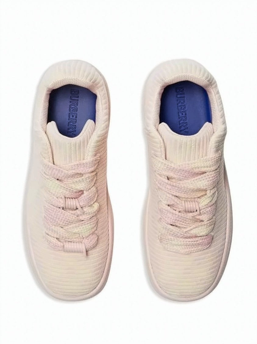 Burberry Low-Top Ribbed Texture Sneakers With Contrasting Detail