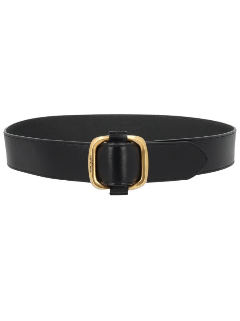 Saint Laurent Black Wide Leather Belt