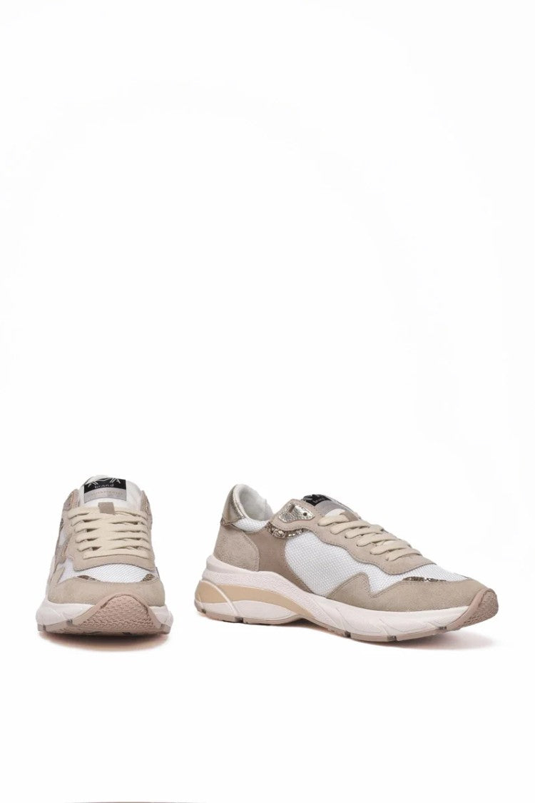 Ama Brand White Taupe Leather Rubber Sneakers