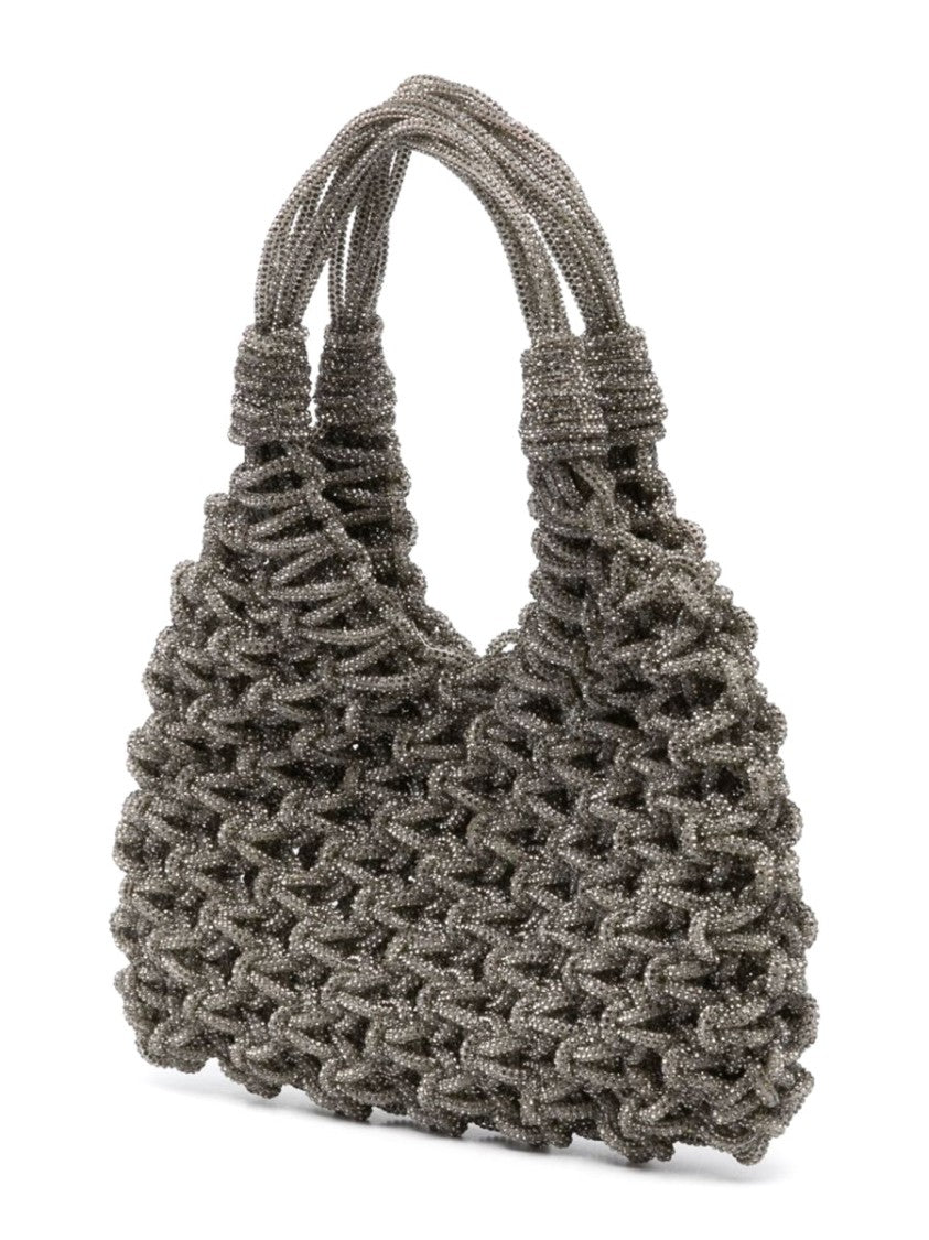 Hibourama Black Open-Knit Chunky Voluminous Shoulder Bag