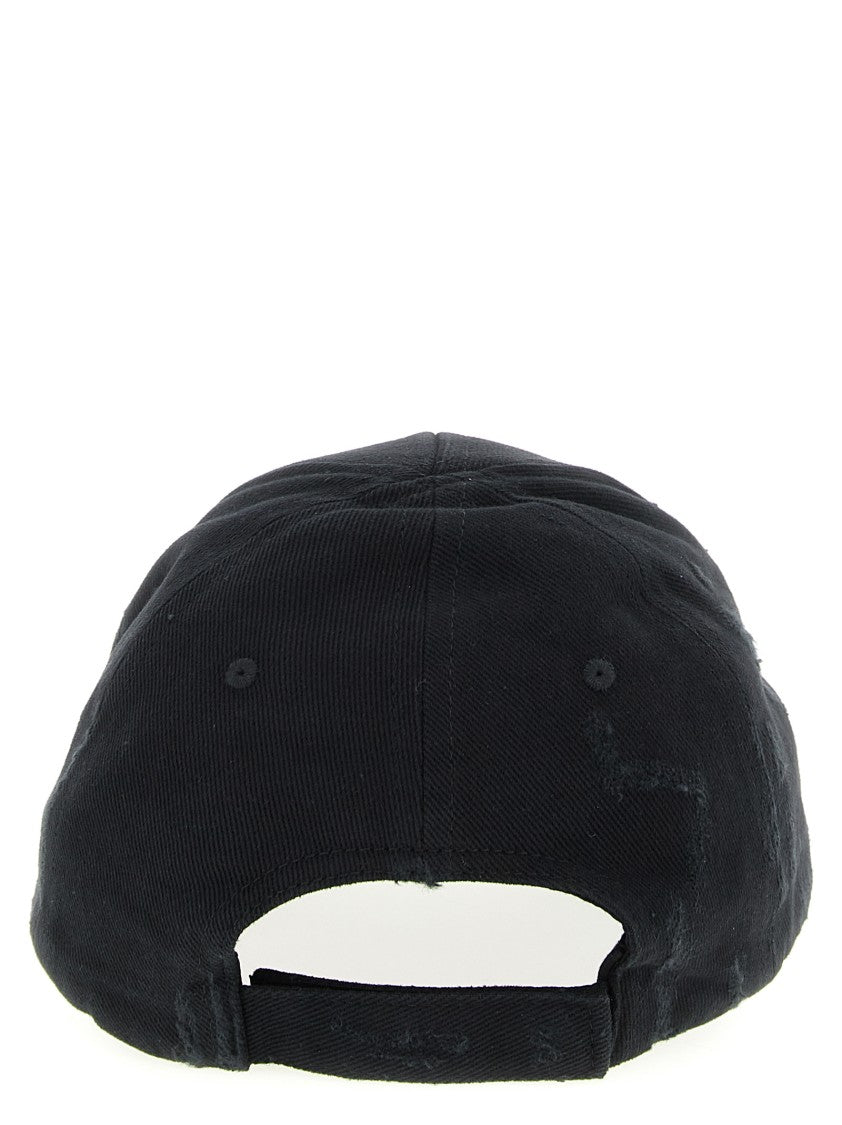 Balenciaga Used-Effect Cotton Logo Cap