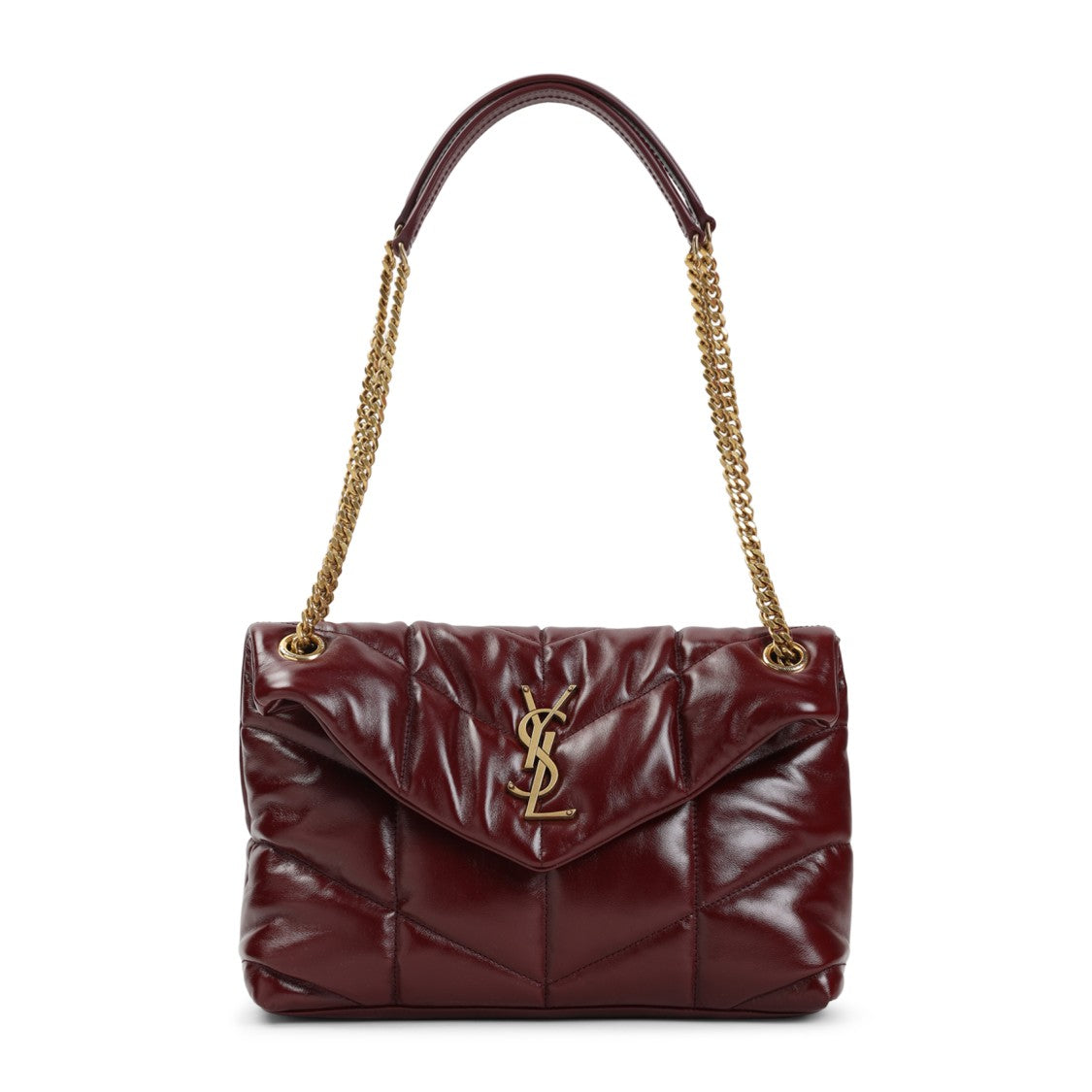 Saint Laurent Quilted Red Calf Leather Shoulder Bag