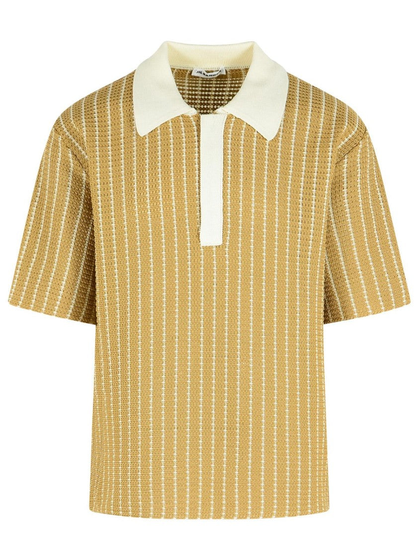 Jil Sander Beige Cotton Knit Polo Shirt