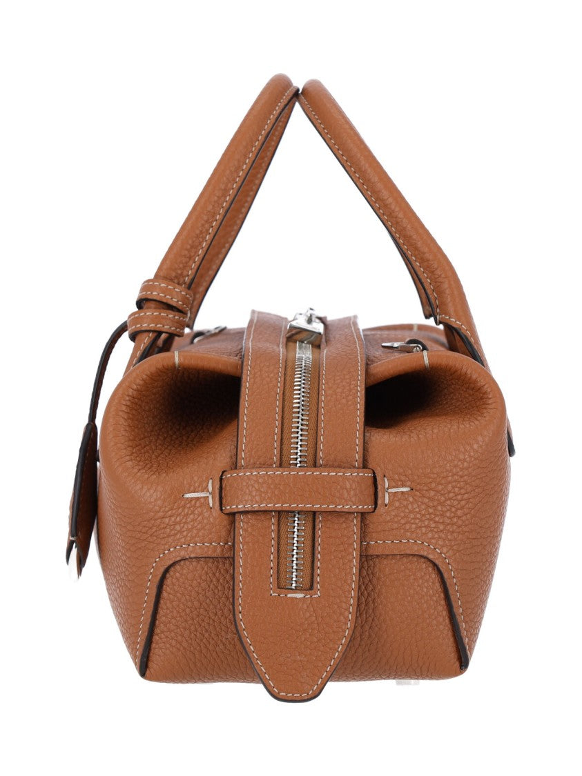 Tod's Brown Calfskin Top Handle Shoulder Bag