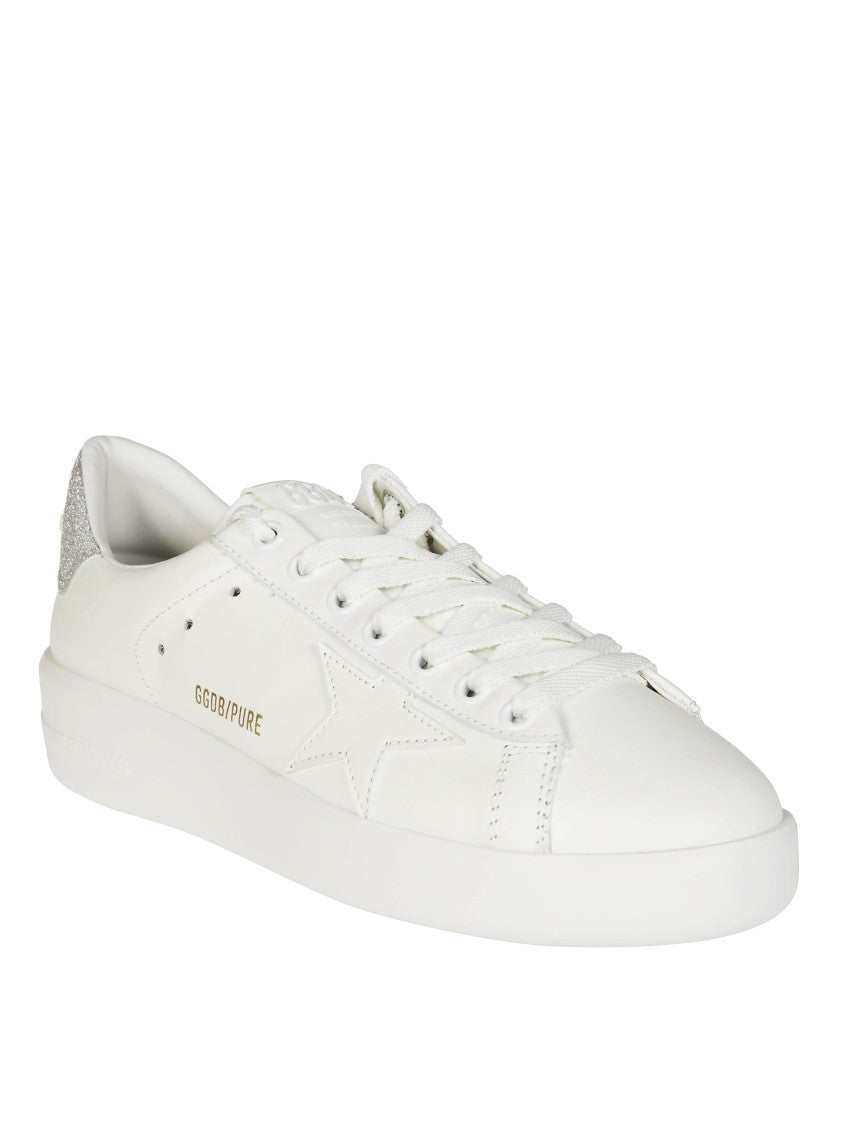 Golden Goose Pure Star Upper Glitter White Leather Sneakers