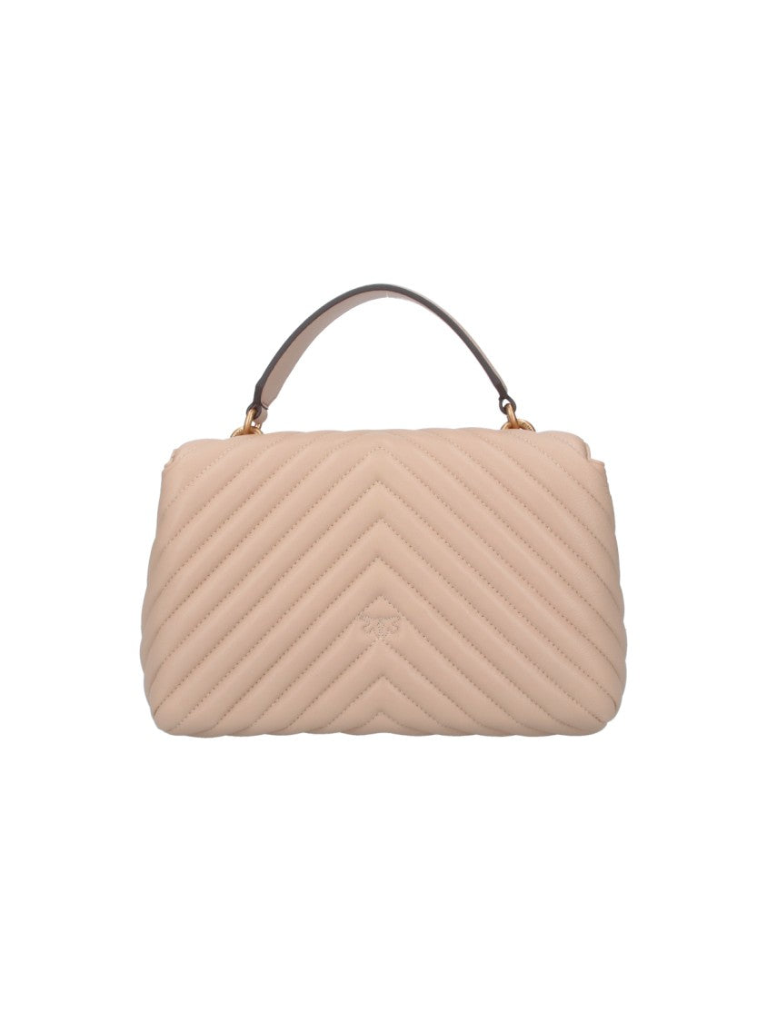 Pinko Beige Quilted Leather Lady Love Puff Top Handle Bag
