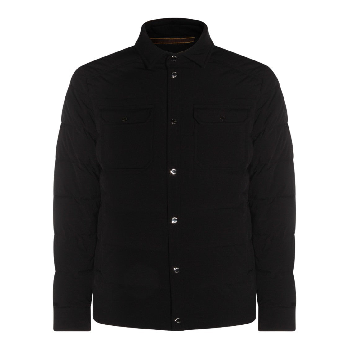 Moorer Padded Black Coat With Quilted Design