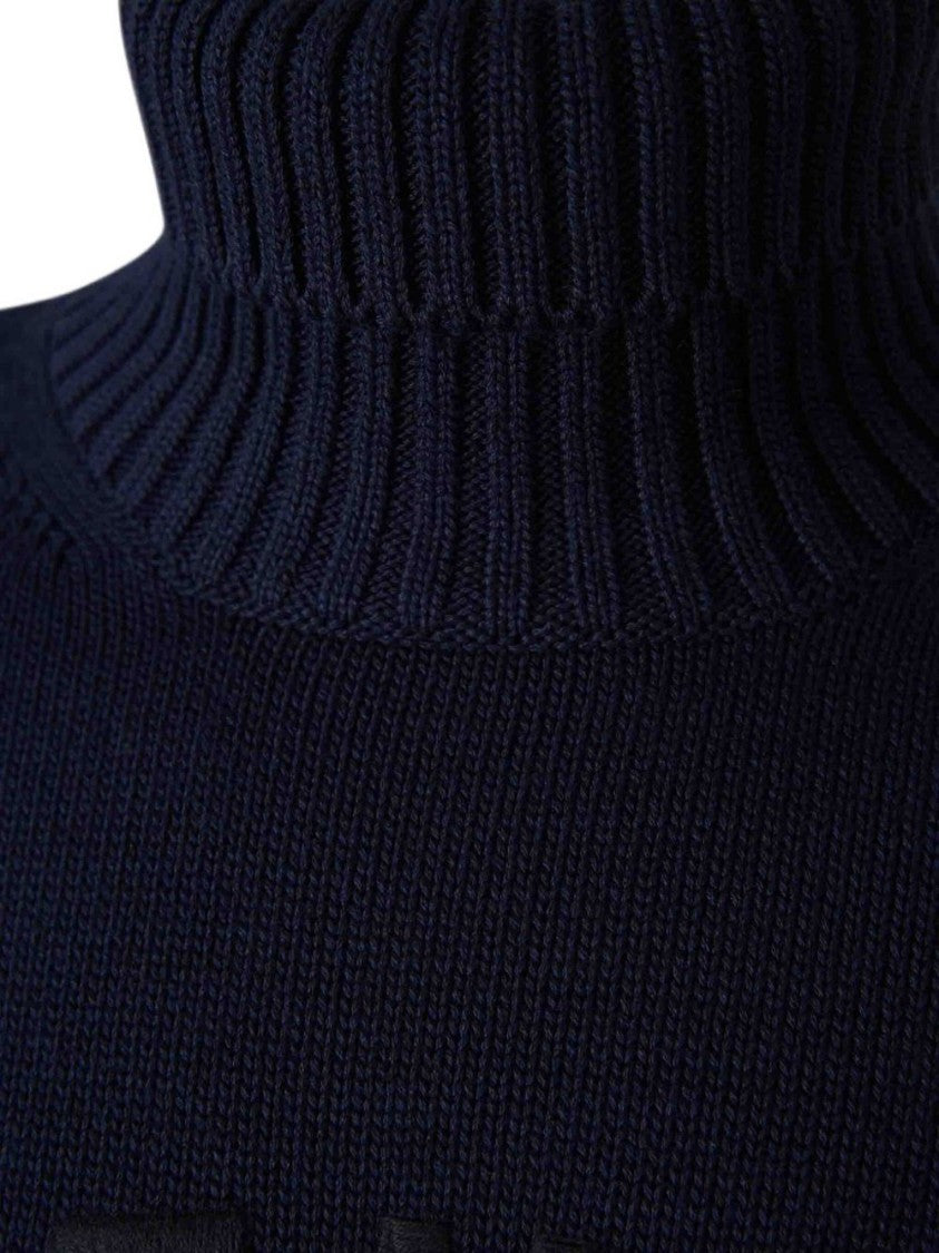 Givenchy Dark Navy Blue Turtleneck Ribbed Sweater