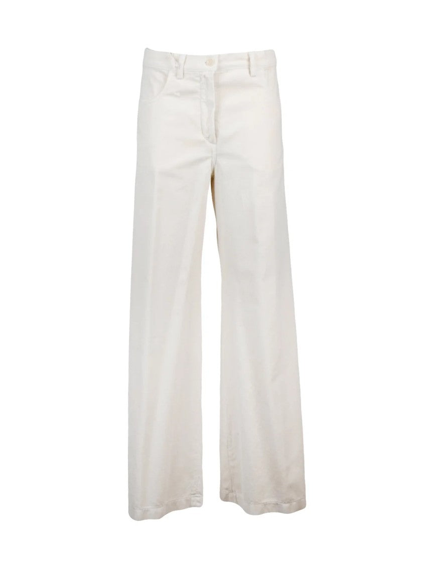 Aspesi Wide Leg Cotton Velvet Trousers With Classic Fit