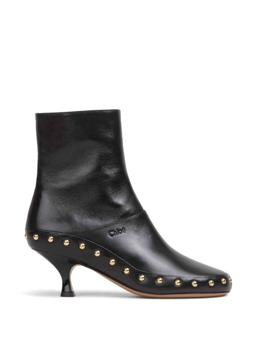 Chloé Black Junie Lambskin Studs Spool Boots
