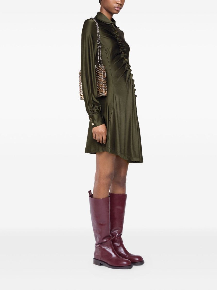 Rabanne Fitted Mini Dress With Asymmetrical Ruffle