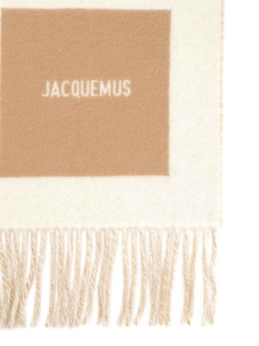 Jacquemus Beige Patchwork Fringed Tassel Scarf