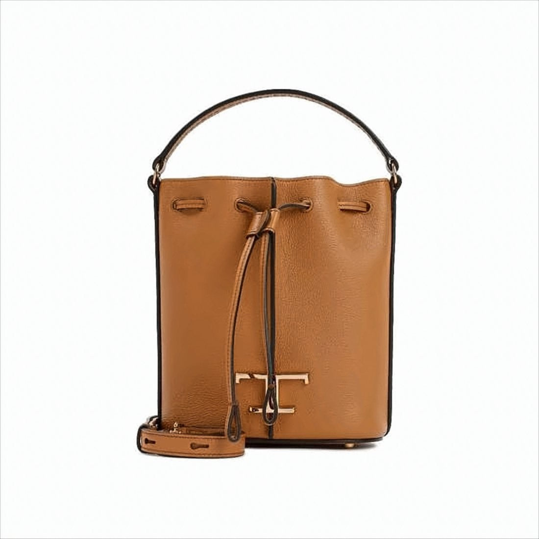 Tod's Calf Leather Bucket Shoulder Bag With Drawstring Closure