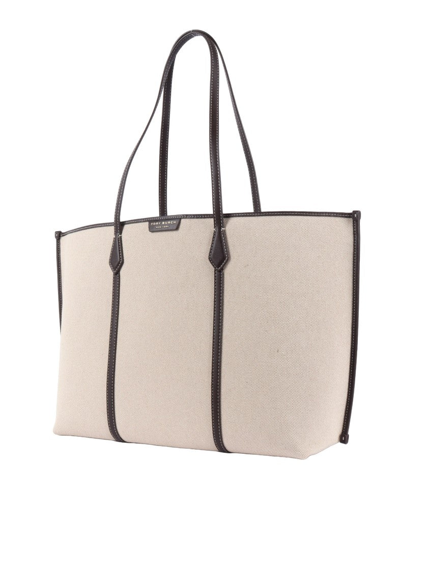 Tory Burch Perry Canvas Contrasting Trim Tote Bag