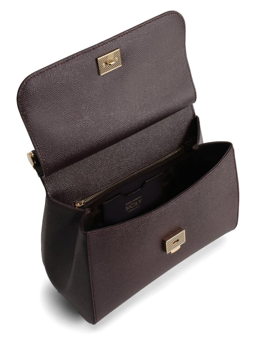 Dolce & Gabbana Structured Large Handbag With Textured Leather And Detachable Strap
