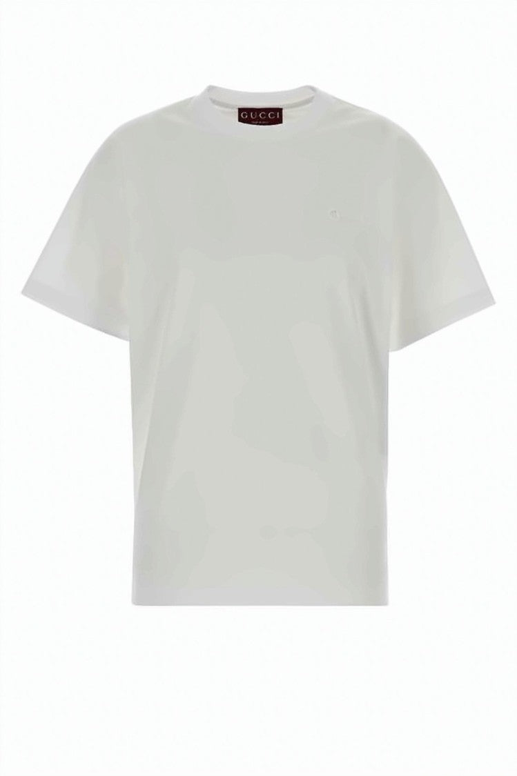 Gucci Cropped White T-Shirt With Embossed Logo Detail