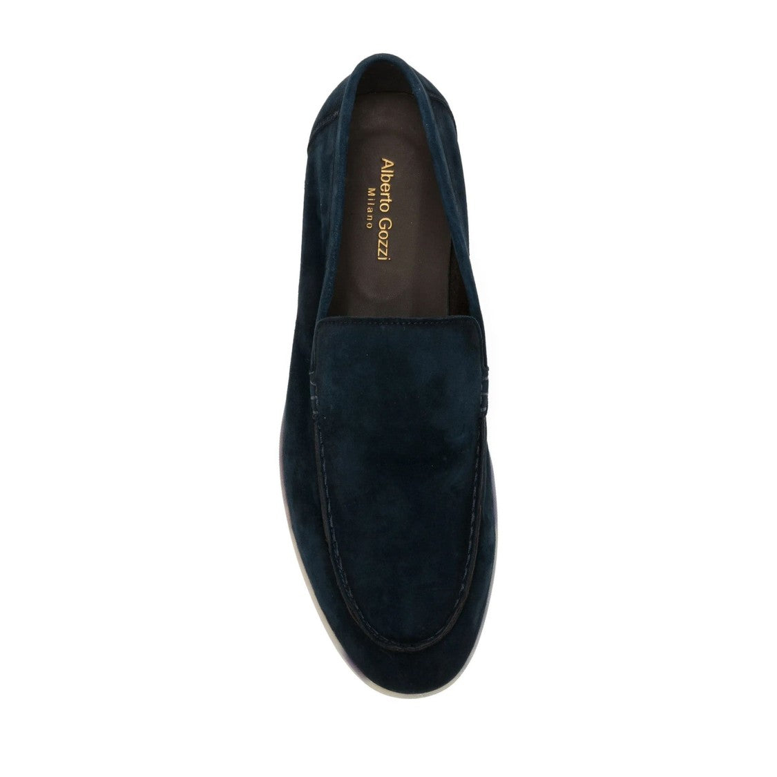 Alberto Gozzi Blue Low-Profile Rubber Sole Suede Loafers