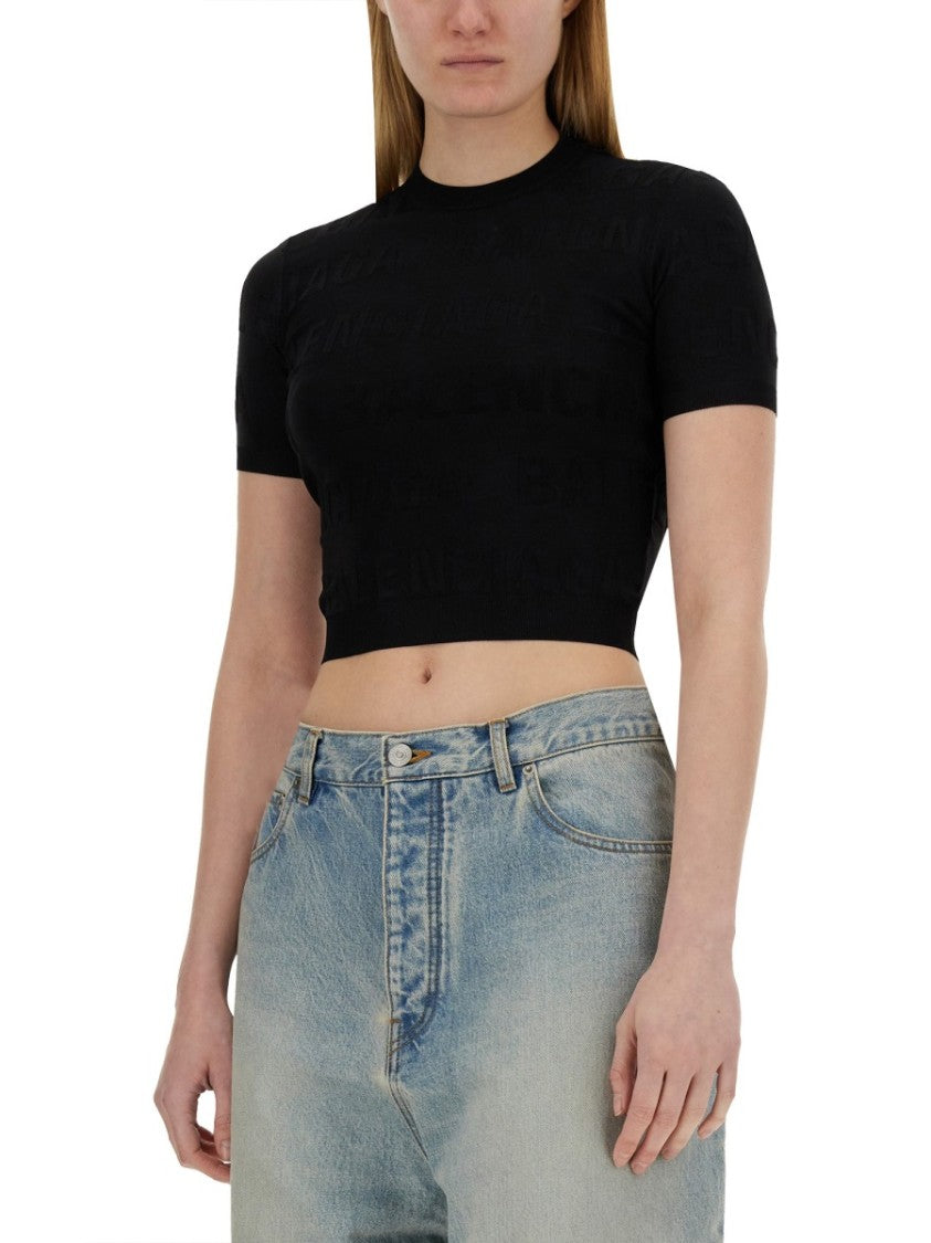 Balenciaga Lightweight Cropped Shirt With Classic Collar