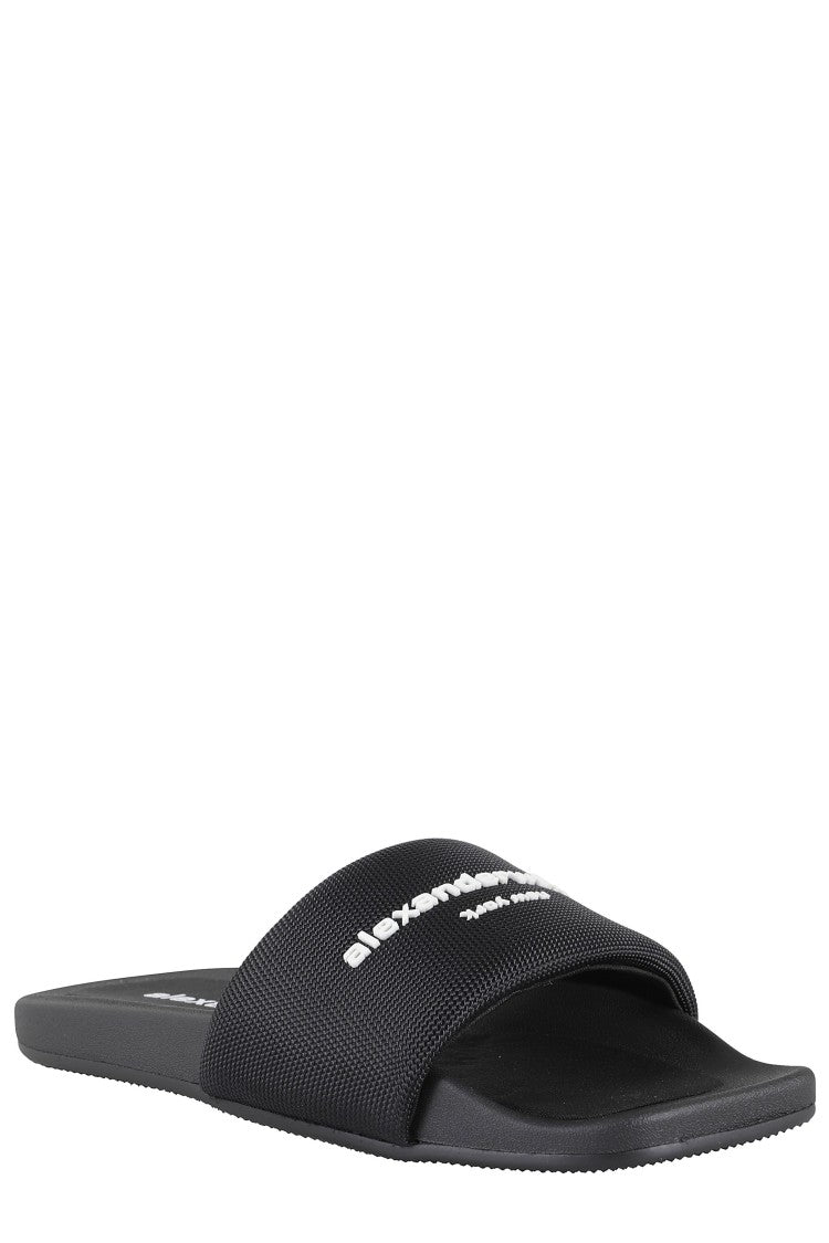 Alexander Wang Black Aw Pool Slide Padded Nylon Rubber Slides