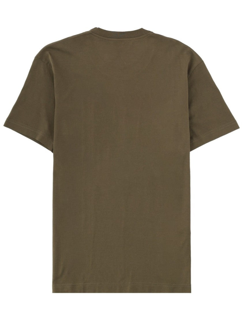 Dolce & Gabbana Olive Green Cotton Logo Printed T-Shirt