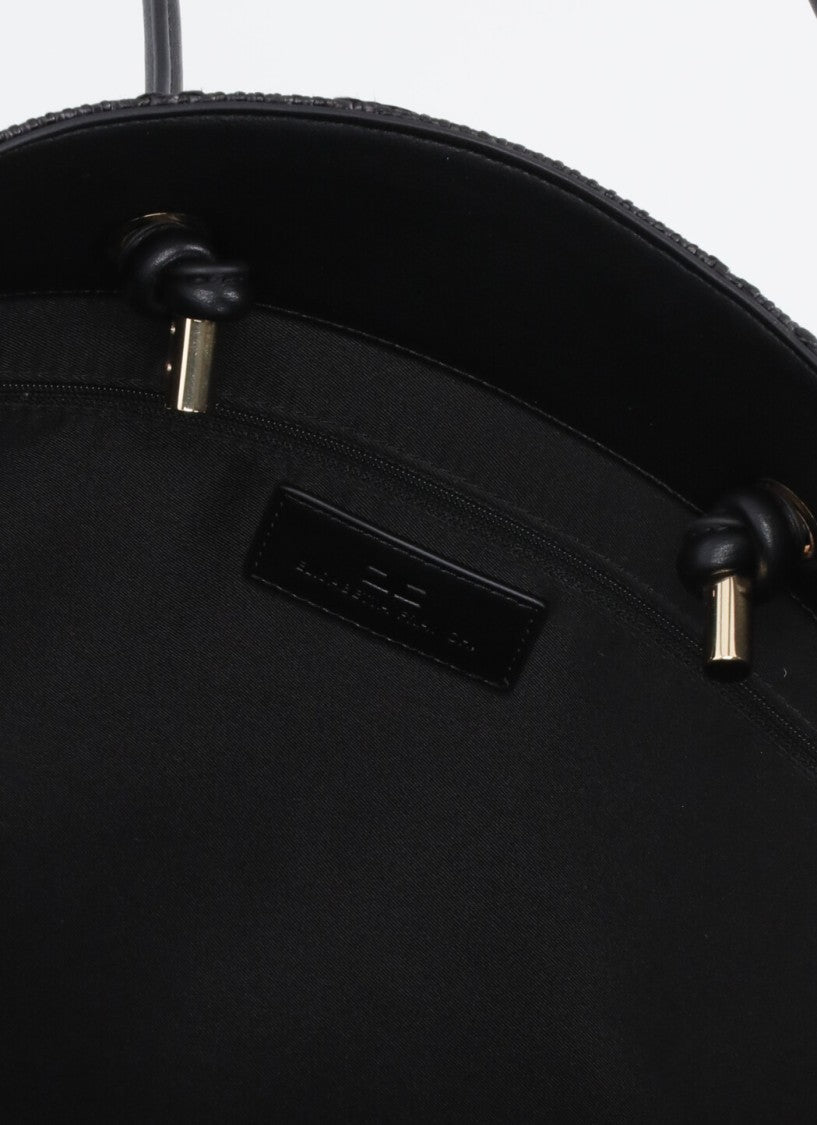 Elisabetta Franchi Black Tote Rafia Bag