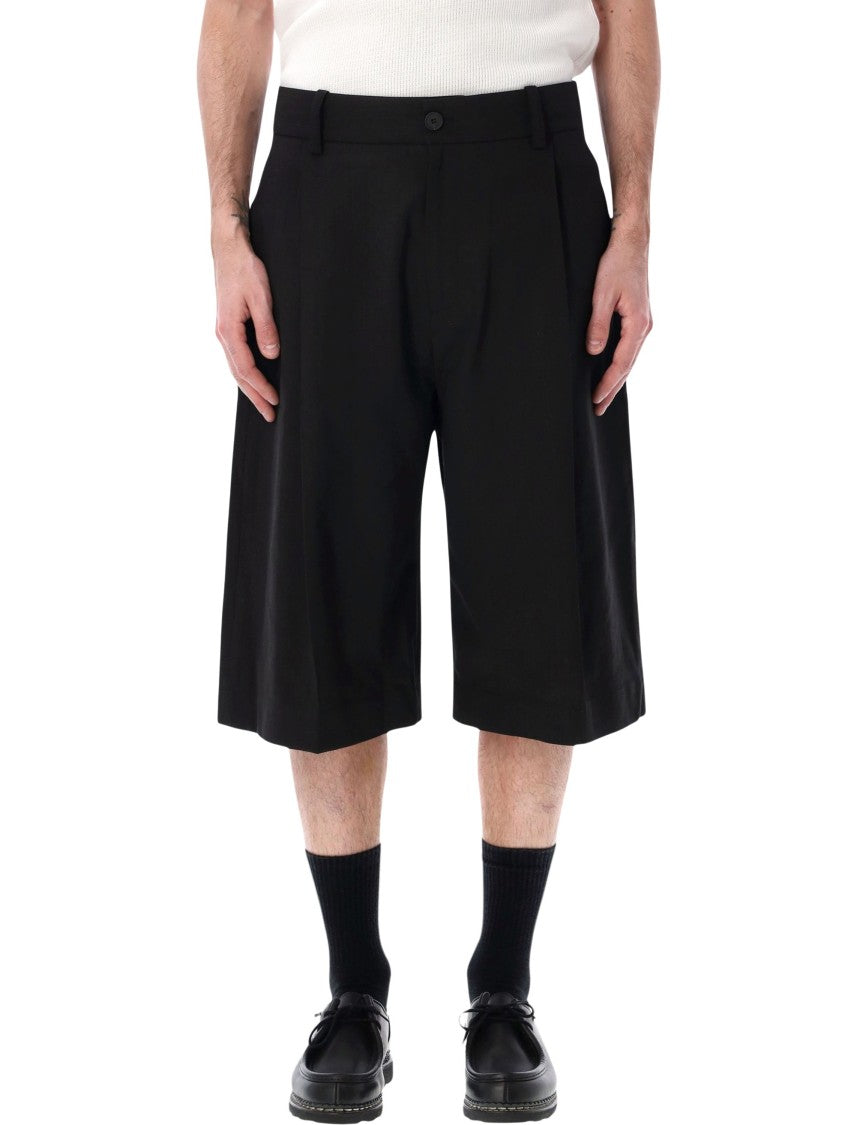 Studio Nicholson Fowld Inverted Pleat Black Shorts