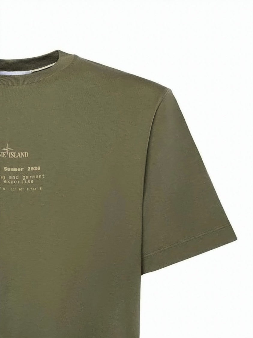 Stone Island Olive Green Cotton Short-Sleeve T-Shirt