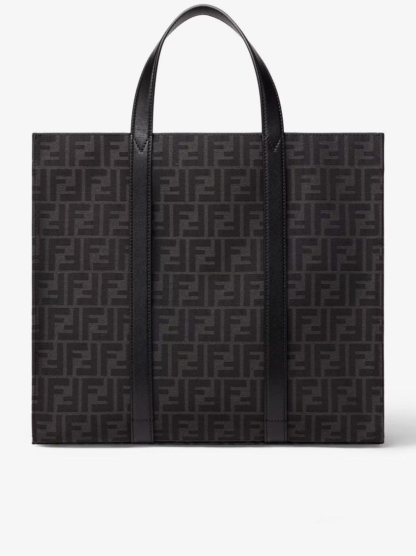 Fendi Structured Ff Monogram Leather Accents Tote