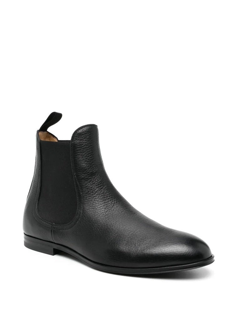 Bally Black Minimalist Elastic Panel Suede Ankle Boots