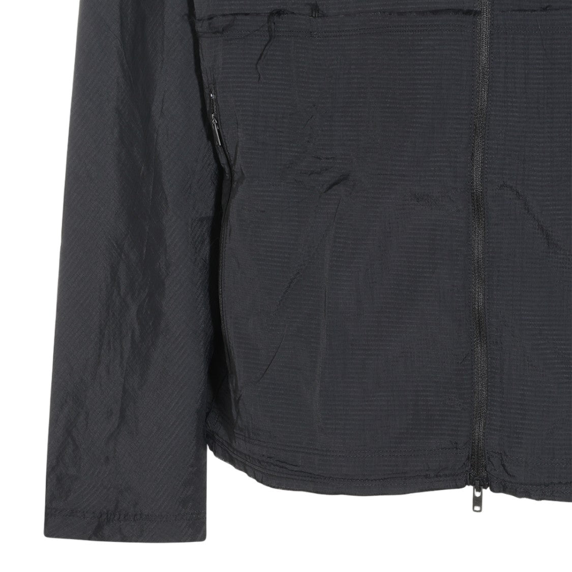 Y-3 Textured Black Jacket With Hood And Graphic Accents