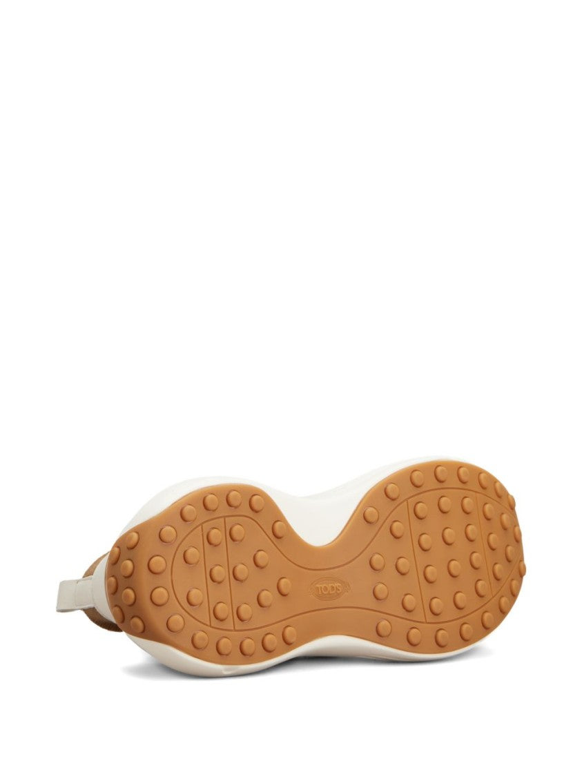 Tod's Brown Silk And Nylon Lace Sneakers
