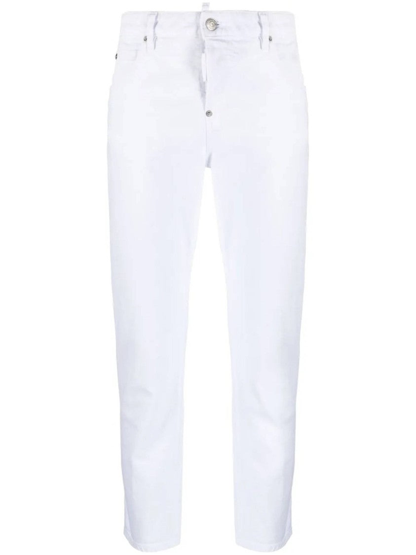 Dsquared2 Cropped White Cotton Five-Pocket Pants
