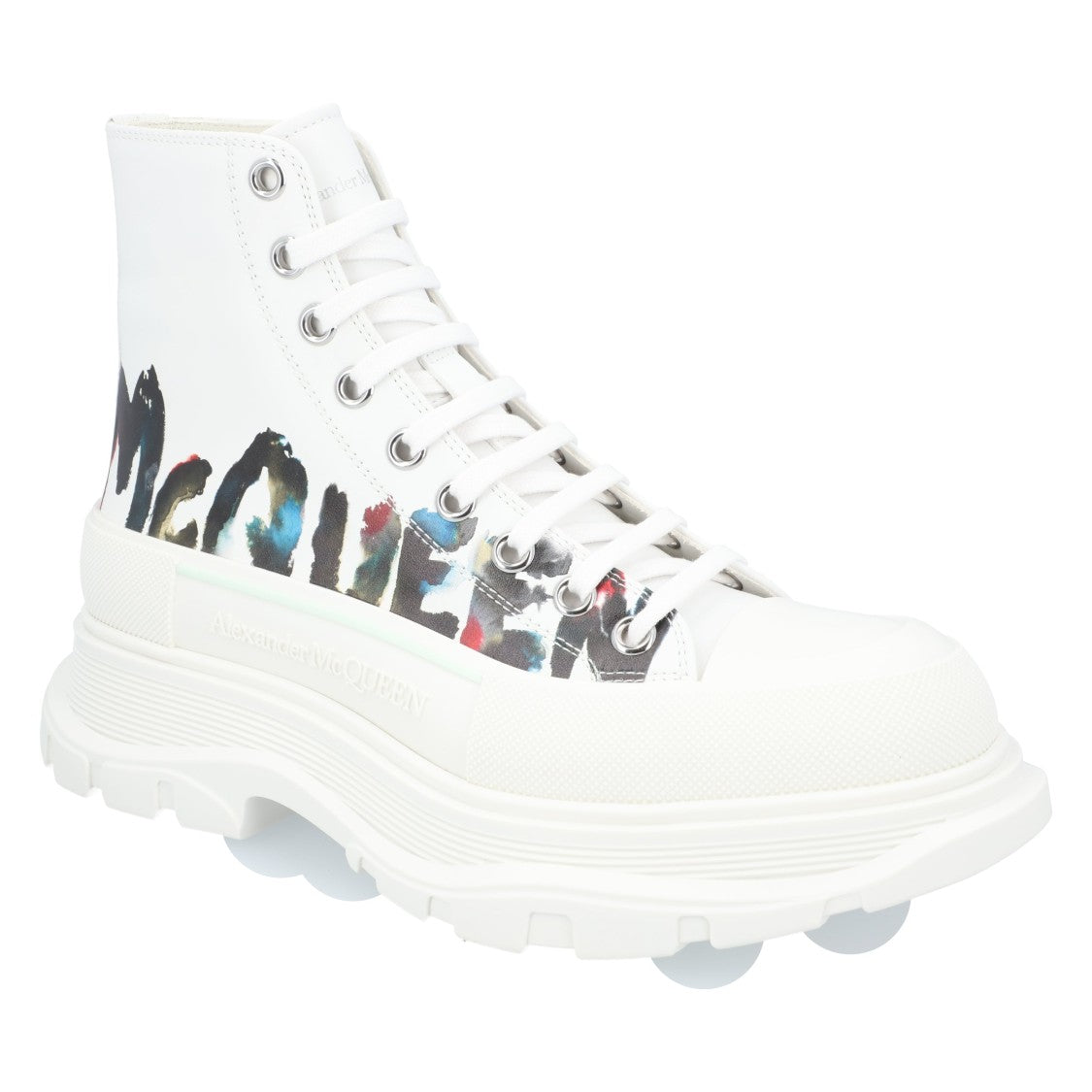 Alexander Mcqueen Tread Slick Boots 'White Graffiti'