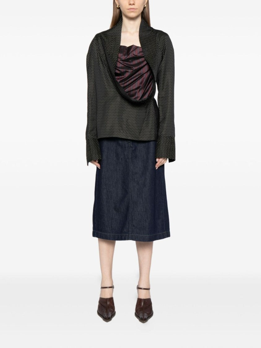 Dries Van Noten A-Line Dark Denim Midi Skirt