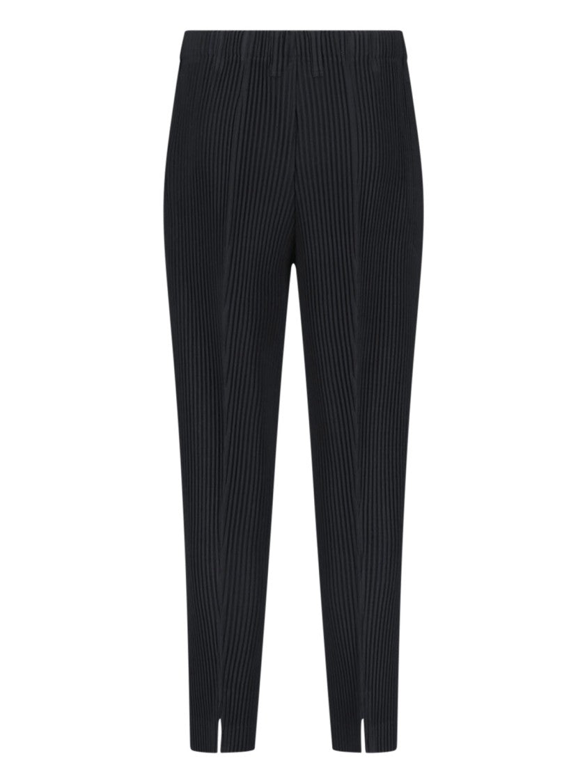 Homme Plissé Issey Miyake Black Pleated Elastic Waist Straight-Leg Pants