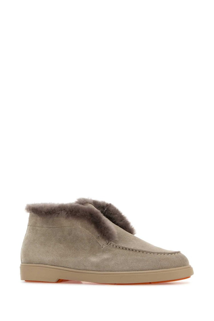 Santoni Dove Grey Suede Ankle Boots