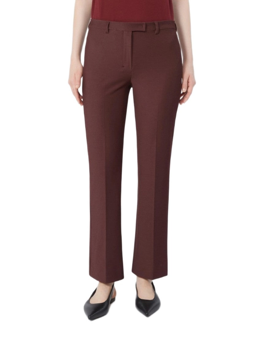 Max Mara Burgundy Tailored Trousers With Flared Hem And Concealed Fastening