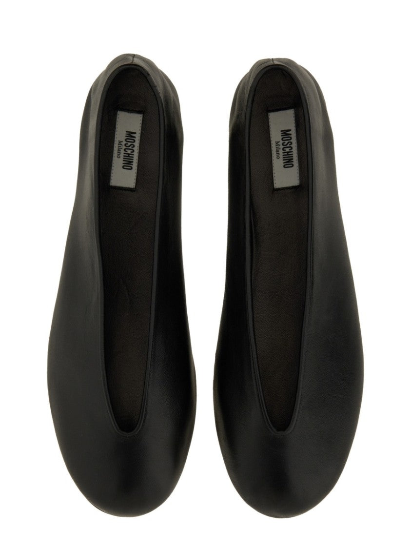 Moschino "Duck" Dancer Black Leather Flats