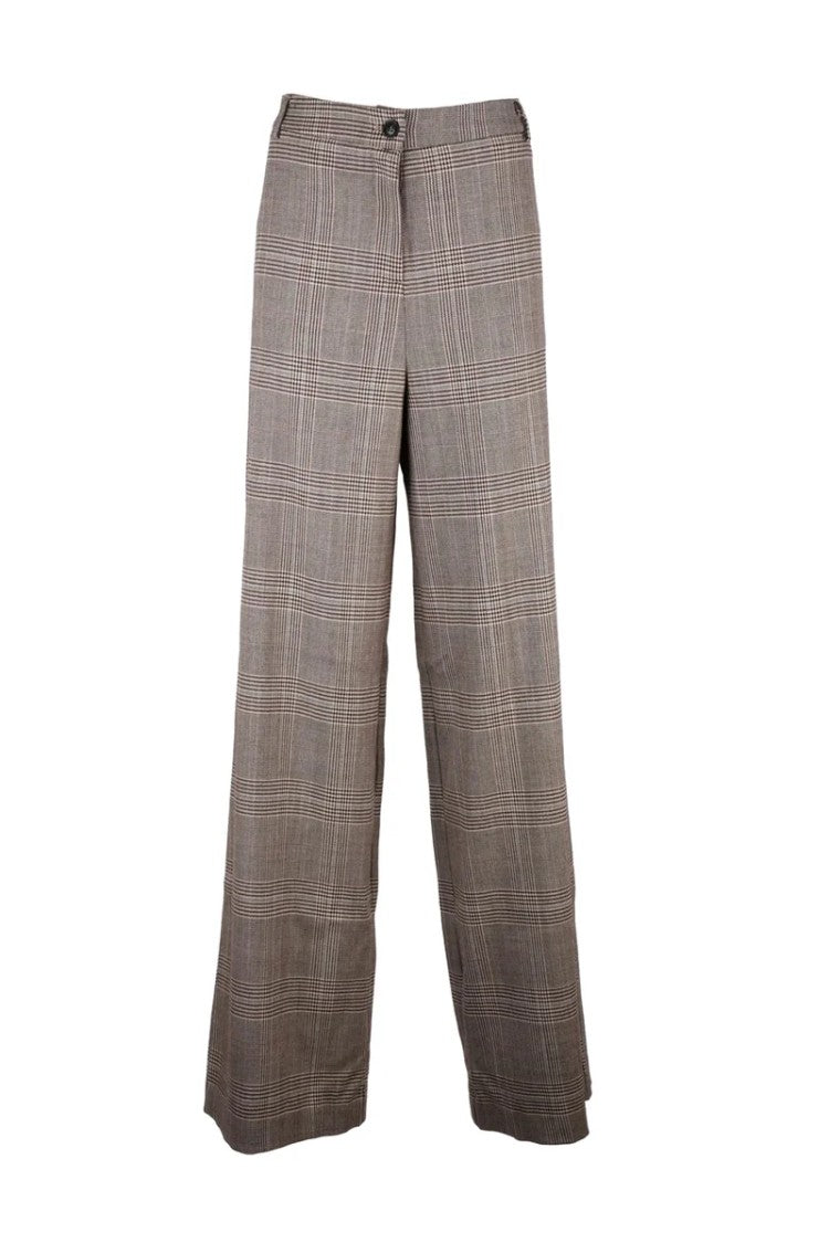 Rue•8Isquit Palazzo Trousers With Low Waist And Checkered Pattern