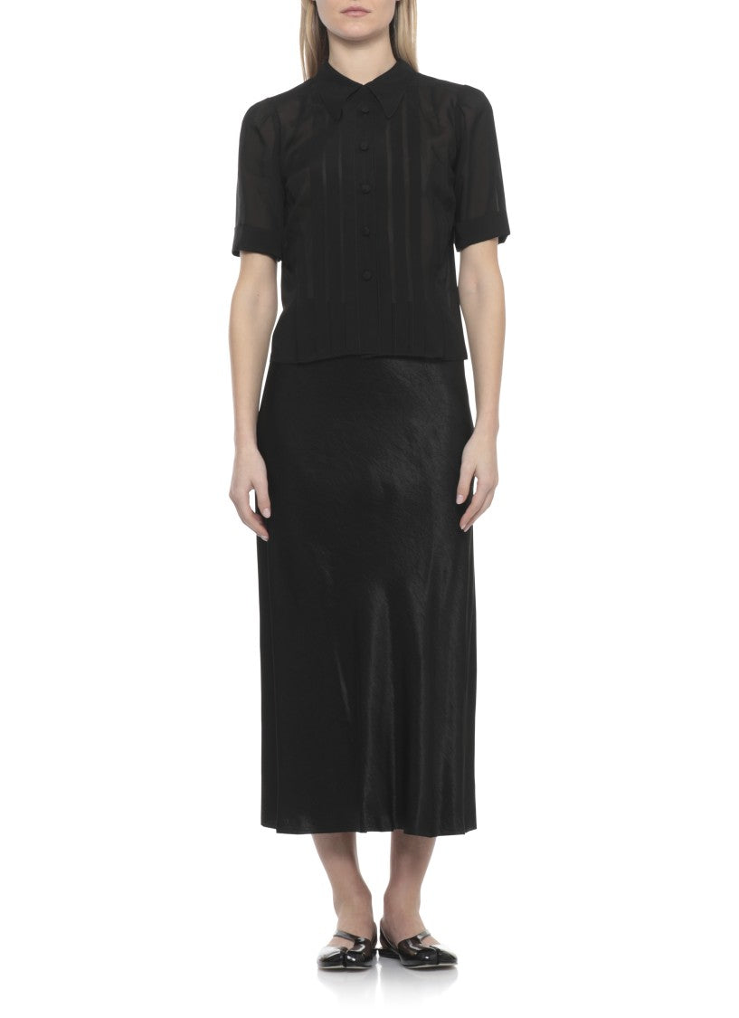 Maison Margiela Black Viscose Pleated Shirt