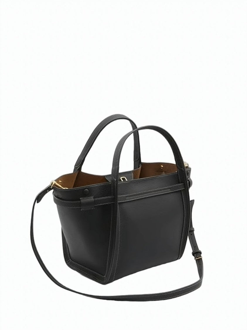 Tod's Structured Black Calf Leather Tote Bag